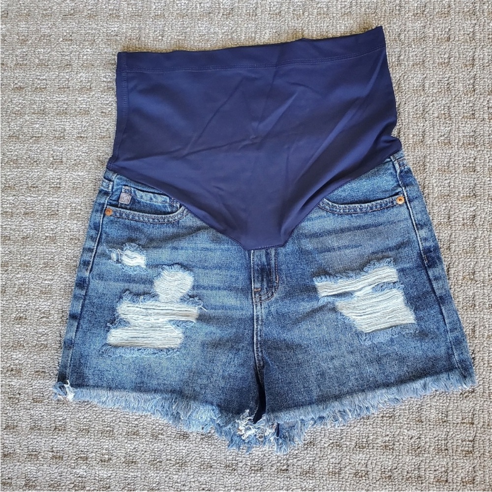 Pink Blush Denim Maternity Shorts
